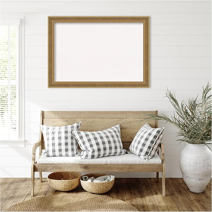 Amanti Art White Cork Board for Wall, 29x41 Vision Board with Gold Frame, Large Corkboard Office Decor for Home Organization, Traditional Corkboard Pinboard to Display Items for Home Organization