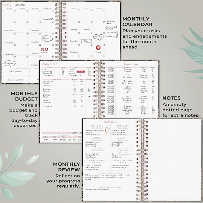 PLANBERRY Large Hourly Schedule Planner Premium – Undated Organizer for Productivity, Time Management & Budget, 8x10.4″ (Onyx Black)