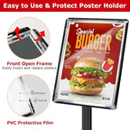 VAIIGO Heavy Duty Sign Holder Stand 11x17 Inch - Pedestal Floor Standing Sign Holder with Weighted Base - Vertical & Horizontal Poster/Menu Stand for Indoor/Outdoor Business Store Advertising, Black