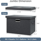 Graciadeco Large 17" 36 Quart Collapsible Stackable Storage Bins with Lids, 5 Packs Dark Gray Foldable Fabric Closet Storage Boxes with Lids Heavy-duty Linen Cube Baskets(17 x 12 x 11)