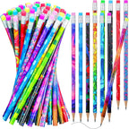 Chinco 50 Pieces Wooden Pencil with Eraser for Kids Assortment Colorful Fun Pencils Bulk with Eraser Kids Novelty Back to School Supplies for Classroom, Student Reward, Stationery Party Favors