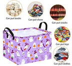 FUULOXE Halloween Empty Storage Basket with Handles Open Gifts&Candy Spooky Basket stuffers for Kids Baby Collapsible Women Organizer Bins Toys Boxes for Shelves Home Office