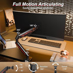 Fydeamer Monitor Arm for 17-35" Screens up to 24.2 lbs, Ergonomic Gas Spring Monitor Stand with Height Adjust, Tilt, Swivel & Cable Management, VESA Desk Mount with 2 Types of Installation, Black