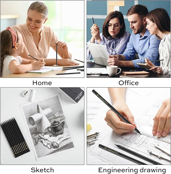VUSIGN #2 Pencils Bulk, 72 Pack Pre-Sharpened HB Pencils, With 1 Sharpener & 2 Erasers for School, Office, Writing, Drawing Use,Black