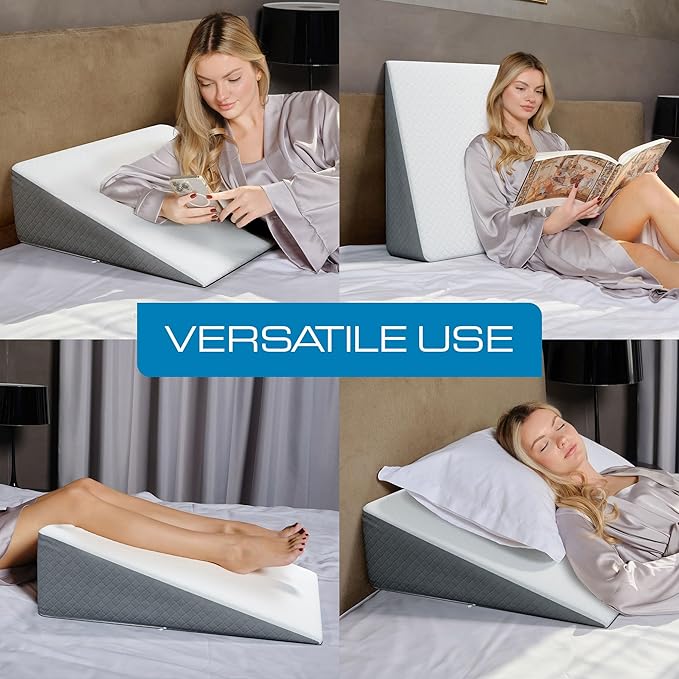 Kolbs Bed Wedge Pillow for Sleep Apnea, FSA Eligible Acid Reflux, and Back Pain Relief, with Chic Jacquard Cover - Headboard Wedges for Sleeping (Standard Width 7.5" Height)