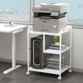 Fannova Large Printer Stand Table with Storage Shelf for Host Computer, PC Tower, CPU and Shredder, 3 Tier Rolling Printer Cart with Wheels for Home Office Storage and Organization - White