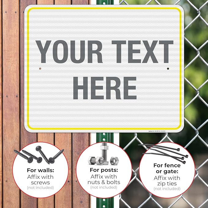 Personalized Custom Customize for Office, Business, Workplace, Home, Airbnb, Delivery Yellow Sign, 24x30 Inches, 3M EGP Reflective .080 Aluminum, Fade Resistant, Made in USA by Sigo Signs