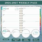 Planner 2026-2027 - Academic Planner 2026-2027, Jul. 2026 - Jun. 2027, 26-27 Planner Weekly and Monthly with Tabs, 6.3" x 8.4", Hardcover with Back Pocket + Twin-Wire Binding - Oil Painting