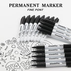 cloudriver Black Permanent Markers Fine Tip, 60 Packs Permanent Markers Bulk, Quick Drying & Fade Resistant, Permanent Marker Set Works on Plastic,Wood,Stone,Metal and Glass for Doodling, Marking