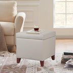 Homebeez Tufted Faux Leather Storage Ottoman Square Cube Foot Rest Stool with Flip Top, Elephant Grey