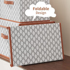 Tuza 4 Pack Fabric Storage Bins with Lids, Collapsible Closet Organizer Container, Decorative Storage Boxes with Lids for Organizing Clothes, Blanket, Grey & White, Extra Large