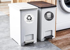 Farmhouse Recycling Stickers for Trash Can & Bins, 3.5" Recycle Stickers for Trash Bins, Laminated Recycle Sticker for Kitchen Garbage Can Recycling Bin Combo, Made in USA, Black & White Wood