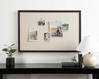 Kate and Laurel Oakhurst Rectangle Framed Linen Fabric Pinboard; 24 x 36; Distressed Black; Traditional Decorative Bulletin Board with Stepped Profile and Lightly Distressed Finish