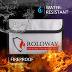 ROLOWAY Small Fireproof Bag (5 x 8 inches), Non-itchy Fireproof Money Bag for Cash, Valuables, Passport, Currency & Keys (2-Pack Silver)