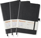 Heture Hardcover Notebooks, A5 Lined Journals Notebook for Writing 160 Pages, 8.2 x 5.5 inch, Classic Ruled Notebooks for College/Work/Travel(Black 3 Pack)