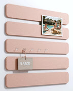 Fluxynara Cork Board Alternative Felt Strip Board 5-Pack 13"x2", Office Pin Board with 35 Push Pins, Adhesive Install for Bedroom Door & Home Office(Pink)
