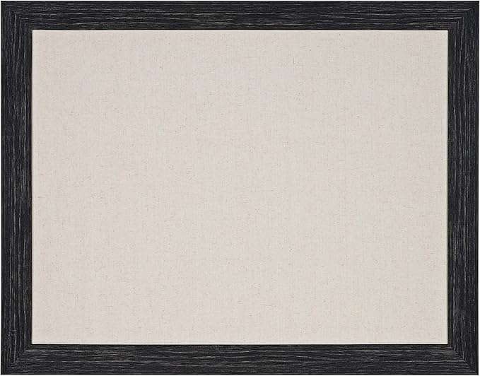 DesignOvation Beatrice Framed Linen Fabric Pinboard, 23" x 29", Distressed Black, Rustic Wall Organization
