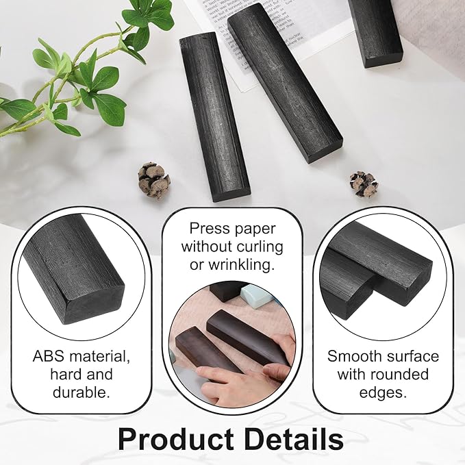 uxcell 1 Pair Calligraphy Paper Weights, 5.9" Wooden Paperweight Desk Accessory for Home Office Calligraphy Practice Drawing Writing, Gift for Writers Professionals, Black