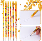 Kolewo4ever 200 Pieces Thanksgiving Pencils Assortment Cylinder Wood Pencil Maple Leaf Autumn Turkey Pencil for Thanksgiving Pumpkin Autumn Gift,6 Styles