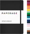 PAPERAGE Dotted Journal Notebook, (Black), 160 Pages, Medium 5.6 in x 8 in - 100 GSM Thick Paper – Hardcover Journaling Notebook for Work, School & Bullet Journaling