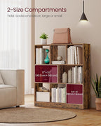 VASAGLE Custos Collection - Bookshelf, 3-Tier Bookcase, Book Shelf, Open Storage Shelf, 9.4 x 35.4 x 39.4 Inches, for Living Room, Home Office, Dining Room, Rustic Brown ULBC455K01