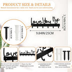 Key Holder for Wall,Key Hooks Organizer Hanger Rack Wall Mounted with Screws&Anchors,9.84inch/25cm Love You Bye Metal Wall Art Decor for Entryway Front Door Kitchen Hallway Garage Mudroom Office
