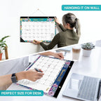 Desk Calendar 2026, 21 Months Calendar Runs from October 2025 to June 2027 - Large 17" x 12" Desktop/Wall Monthly Desk Planner for Home School, or Office - Floral