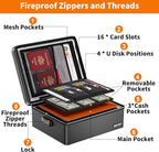 ENGPOW Fireproof Document Box with Lock, Fireproof Water Resistant Heat Insulated Safe Box Hard Case with Fireproof Zipper, Portable Home Office Travel File Organizer for Important Documents and More