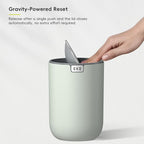 EKO Mini Desk Trash Can with Swing-Top Lid 0.4 Gallon Small Table Round Wastebasket for Office, Home, Car (Sage)