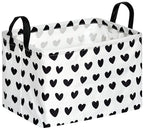 FUULOXE Rectangular Valentines Basket Storage Bin for Shelves Girls Gifts Baskets Foldable Box with Handles for Home Office Car Dormroom Valentine's Day Party Supplies