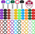 Blulu 80 Pieces 1Inch Colored Key Covers Caps Tags Covers Set Plastic Key Color Identifier Rings Toppers(Classic Color)