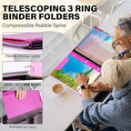 WOT I Telescoping Project Organizer 2-Pack, Refillable Binder with Dividers and Pockets, 13 Pocket Folders, 1 Inch 3 Ring Binder, Pink