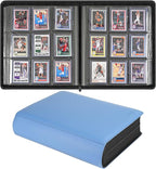Sibonic 9 Pocket TopLoader Binder, Holds 360 3”x4” Toploader Hard Cases, Sleeves Card Collection Binder, 20 Double Sided Pages, Compatible with Trading & Sports Holder - Blue