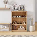 blini 3-Shelf Bookcase Wooden Bookshelves 33in Wide Floor Standing Display Storage Shelves Oak Bookcase for Home Office, Living Room, Bed Room