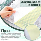 Affrolling 2 Pack Carbonless Lab Notebook Carbon Copy 8.5'' x 11'' 50 Set of Pages 100 Pages Total Laboratory Engineering Chemistry Computation Notebook Science Grid Coil Binding(Dark Green and White)