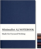 CAGIE Lined Journal Notebook for Men & Women,176 Pages A5 Medium Size Softcover Leather Journals for Writing,Travel,Business,Work & School, 100 GSM Thick Paper (5.7'' x 8.3'') (Navy Blue)