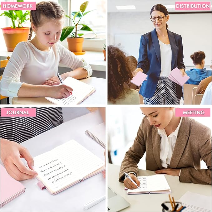 feela 15 Pack Pocket Small Notebooks Bulk, Mini Cute Memo Notepads Hardcover College Ruled Lined Journals with Pen Holder for Women Girls Office School, with 15 Black Pens, 3.5”x 5.5”, A6, Rose Pink