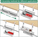 Multi-Model Under Desk Cable Management Tray 2 Packs Metal Under Desk Wire Management Clamp Mount Under Table Cord Management No Damage The Desk (White)