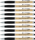 SyPen Personalized Pens With your Custom Logo or Text-300 Pack Bulk-for Businesses, Parties, and Events, 2 in 1 Ballpoint Pen & Stylus Compatible with Touchscreen Devices, Gold Barrel, Black Ink