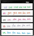 Black Tabletop Desktop Pocket Chart with Bonus 20X Dry Erase Cards. Double Sided and Self-Standing (13” X 12”)