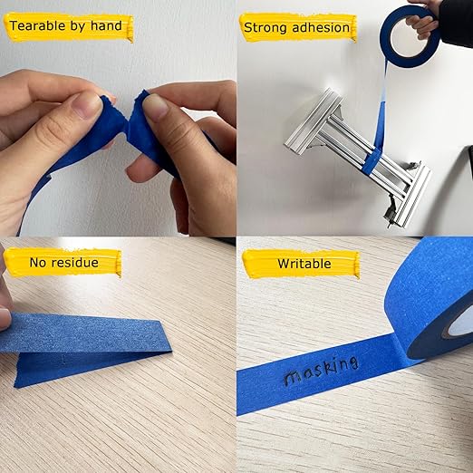 SmaringRobot Blue Masking Tape, Painters Tape, Painting Tape (1442.4yd=0.94IN*60.1yd*24), Original Multi-Surface Easy Removal Paint Tape with Medium Adhesive Backing for Indoor Outdoor Use, 24 Rolls