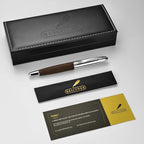 BEILUNER 318 Luxury Leather Pen, Full Grain Oil Tan Crazy Horse Cowhide Leather, Chrome-Plated Finish, Schmidt Ink Refill, Best Rollerball Pen Gift for Men & Women,Executive, Professional, Nice Pens