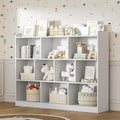 DIYART White Bookshelf, Wood Bookcase with 3 Tier Open Shelves, 10-Cube Minimalist Storage Shelf for Living Room, Bedroom, 43.3" W x 35.4" H