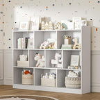 DIYART White Bookshelf, Wood Bookcase with 3 Tier Open Shelves, 10-Cube Minimalist Storage Shelf for Living Room, Bedroom, 43.3" W x 35.4" H