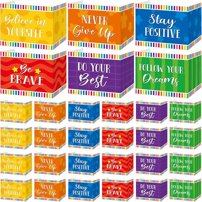 Affrolling 24 Pcs Inspirational Privacy Folders Bulk for Students Cardboard Privacy Boards Desk Divider Panel Waterproof Testing Divider for Classroom Back to School Study Supplies (Colorful)