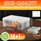 Photo Storage Box 5 x 7 Inches, 18 Inner Photo Cases with Dividers, Clear Acid-Free Photo Storage Containers with Handle, Photo Organizer Craft Keeper for Stickers, Craft, Stamp