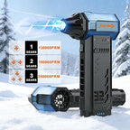 JUFINX Air Duster -250000RPM- Snow Blower, Replaceable Batteries 2pcs,Long Life-mini Blower, 3-Gear Adjustable- Electeic Air Duster for Keyboard,PCs,Outdoors,Snow,Leaves,Car Cleaning (2*Batteries)