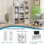 Jpiziso 9-Cube Storage Organizer, Wooden Cube Shelf Bookcase with Reinforced Thick Shelves, Heavy-Duty 36.93" L x 9.37" W x 36.93" H, for Living Room Bedroom Home Office, White