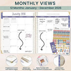 bloom daily planners HARDCOVER 2026 Planner (January to December) - 8.5” x 11” Weekly & Monthly Dated Agenda Organizer Book with Stickers & Tabs - Spread Kindness Like Wildflowers