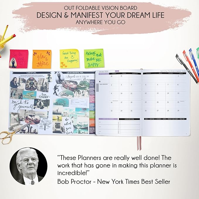 Law of Attraction Planner 2026 Deluxe with Productivity App | Weekly & Monthly Goal-Setting Planner, Life & Gratitude Journal | Include Foldable Vision Board, Gift Box & Stickers
